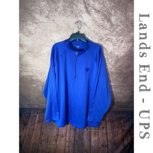 Lands End 1/2 Zip Men's Long Sleeve pullover-blue-UPS logo on left side-3XL-EUC